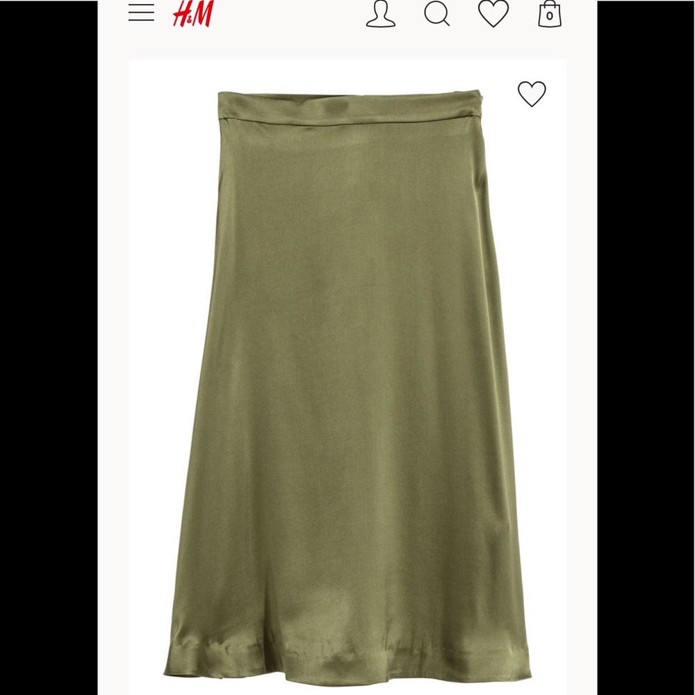 H&M Dark Khaki Green Midi Skirt